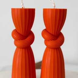 Knot Stripe Pillar Candle Cylindrical Handmade Home Decor Wedding Favors - thumbnail 4