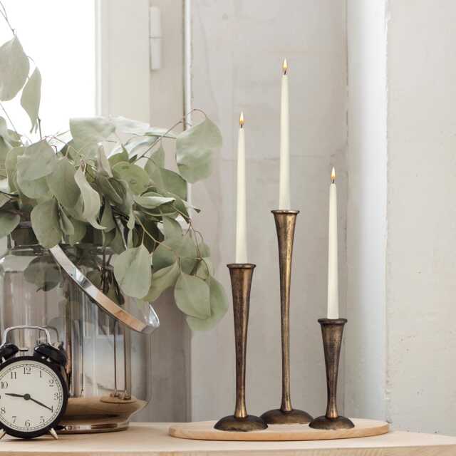 Handmade Antique Brass Candle Holder Modern Aluminum Centerpiece - Set Of 3 - image 1