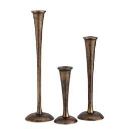 Handmade Antique Brass Candle Holder Modern Aluminum Centerpiece - Set Of 3 - thumbnail 2