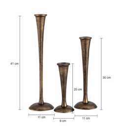 Handmade Antique Brass Candle Holder Modern Aluminum Centerpiece - Set Of 3 - thumbnail 3