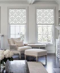 Damask Classic Patterned Design in 3 Colors Of Gray Custom Made Printed - Dm01 Window Roller Blind Regular Or Blackout Shade - thumbnail 1