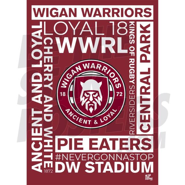 Wigan Warriors Rlfc Word Poster - Officially Licensed Product - image 1