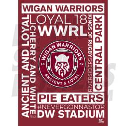 Wigan Warriors Rlfc Word Poster - Officially Licensed Product - thumbnail 1