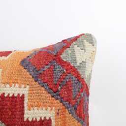 Vintage Turkish Kilim Pillow Cover, Wool Bohemian Cushion - 20''x20'' - thumbnail 2