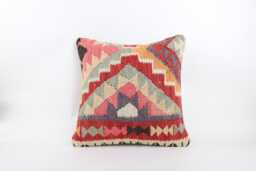 Vintage Turkish Kilim Pillow Cover, Wool Bohemian Cushion - 20''x20''