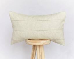 Beige Striped Lumbar Pillow Cover Farmhouse Cushion - 50x30cm