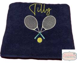 Personalised Tennis Towel, Embroidered Racket, Ball Custom Name Racket Design Name, Gifts - thumbnail 1