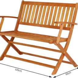 Folding Wooden Garden Bench 2-Seater Outdoor Indoor Patio Seat With Armrests Foldable Park Furniture - thumbnail 3