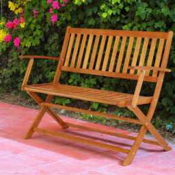 Folding Wooden Garden Bench 2-Seater Outdoor Indoor Patio Seat With Armrests Foldable Park Furniture - thumbnail 2