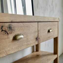 Handcrafted Reclaimed Oak Console Table With Drawers Rustic Entryway Heritage Furniture - thumbnail 3