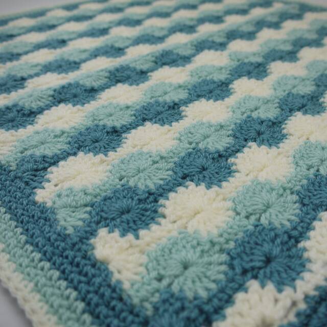 Crochet Baby Blanket, Duck Egg Blue Swirl Design, Handmade Shower Gift, Christening Gift - image 1
