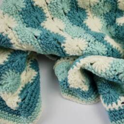 Crochet Baby Blanket, Duck Egg Blue Swirl Design, Handmade Shower Gift, Christening Gift - thumbnail 4