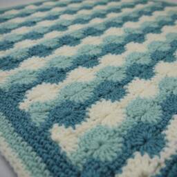 Crochet Baby Blanket, Duck Egg Blue Swirl Design, Handmade Shower Gift, Christening Gift - thumbnail 1