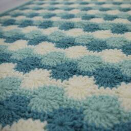 Crochet Baby Blanket, Duck Egg Blue Swirl Design, Handmade Shower Gift, Christening Gift - thumbnail 3