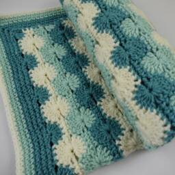 Crochet Baby Blanket, Duck Egg Blue Swirl Design, Handmade Shower Gift, Christening Gift - thumbnail 2