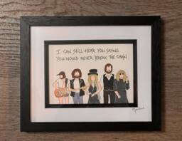 Hand Drawn Original Framed Fleetwood Mac With Lyrics To The Chain Handwritten Above - thumbnail 1