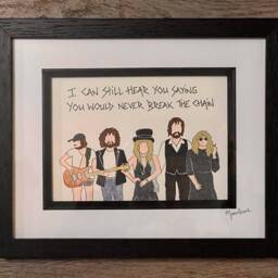 Hand Drawn Original Framed Fleetwood Mac With Lyrics To The Chain Handwritten Above - thumbnail 3