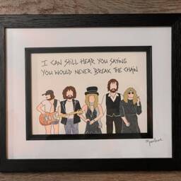 Hand Drawn Original Framed Fleetwood Mac With Lyrics To The Chain Handwritten Above - thumbnail 2