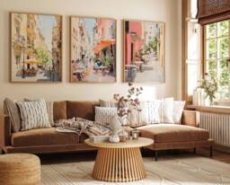 Set Of 3 Barcelona Travel Posters, Spain Prints, Floral Spanish Decor, Folk Art Poster, Wall Decor