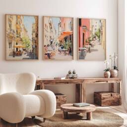 Set Of 3 Barcelona Travel Posters, Spain Prints, Floral Spanish Decor, Folk Art Poster, Wall Decor - thumbnail 3