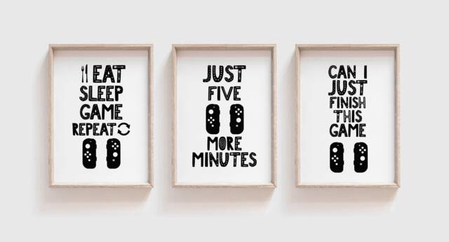 Gaming Set Of 3 Wall Art Prints Switch Controller Gamers Bedroom Poster Gift - image 1