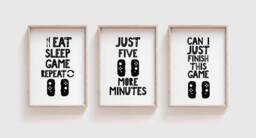 Gaming Set Of 3 Wall Art Prints Switch Controller Gamers Bedroom Poster Gift - thumbnail 1