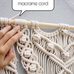 Medium Macrame Wall Hanging Boho Feather Tapestry Decor - thumbnail 3
