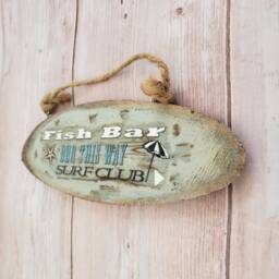 Nautical Fish Bar Sign Beach House Wood Wall Decor - thumbnail 2