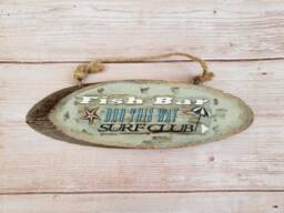 Nautical Fish Bar Sign Beach House Wood Wall Decor - thumbnail 1