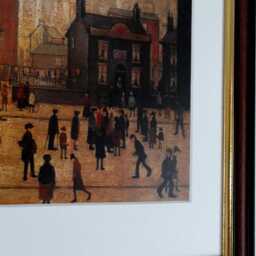 L.s. Lowry Art Print - Coming Home From The Mill Walnut Finish Frame With Mount & Textured Image - thumbnail 3