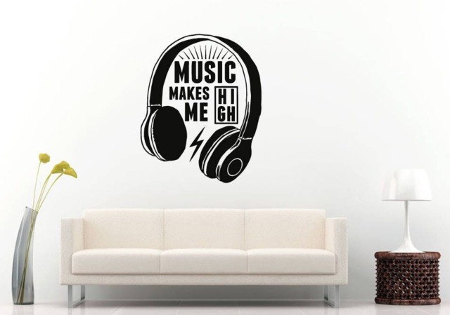 Music Headphones Dj Dance Party Wall Sticker Decal Vinyl Mural Decor Art L2351 - image 1