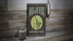 Mojitos Served Here, Lover, Come For Mojitos, Drink Fun Sign, Wooden Sale Decor, Wall Decor - Old Signs - thumbnail 1