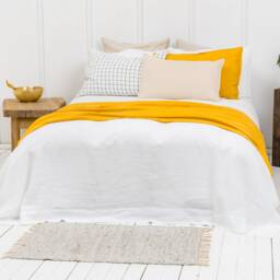 White Linen Bedspread - Soft Stonewashed Bed Cover Sofa Natural - thumbnail 2