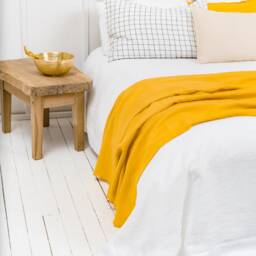 White Linen Bedspread - Soft Stonewashed Bed Cover Sofa Natural - thumbnail 3
