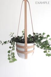 Hanging Home Baskets Beige Planter Natural Leather Minimalist Plant Hanger Ceiling Modern Indoor Gift Idea For Lover - thumbnail 2