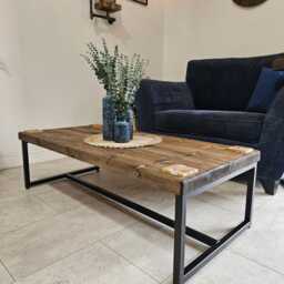 Coffee Table Handmade Rustic Industrial - thumbnail 3