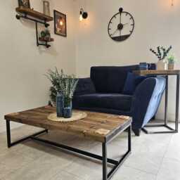 Coffee Table Handmade Rustic Industrial - thumbnail 2