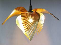 Brass Bird Large Ceiling Light, Wing Chandelier Statement Lighting, Burnt Orange