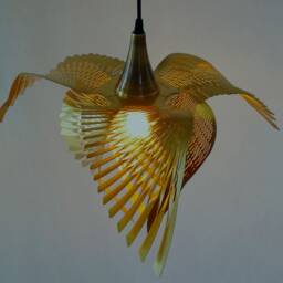 Brass Bird Large Ceiling Light, Wing Chandelier Statement Lighting, Burnt Orange - thumbnail 3