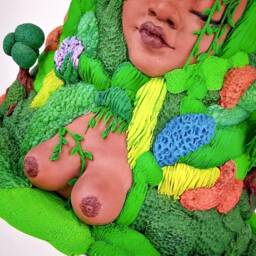 Polymer Clay Figure Earth Element Ooak Sculpture Fantasy Creature Art Doll Elemental Pop Surrealism African Character Bust Original - thumbnail 2