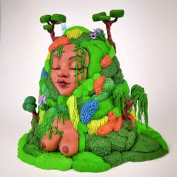 Polymer Clay Figure Earth Element Ooak Sculpture Fantasy Creature Art Doll Elemental Pop Surrealism African Character Bust Original - thumbnail 3