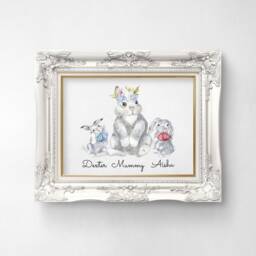 Personalised Family Poster/Bunny Family Print Mother's Day Gift Rabbit Name Sign For Mum, Grandma, Grandad, Daddy, Dad - thumbnail 2