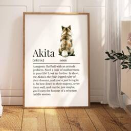 Akita Definition Print, Japanese Dog Wall Print For Owner, Owner Gift, Mum - thumbnail 1