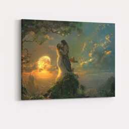 Celestial Lovers Embrace Dreamlike Sunset Fantasy Landscape Canvas Wall Art Print Decor Picture Ready To Hang - thumbnail 4
