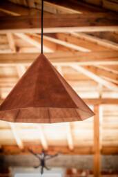 Leather Pendant Light Fixture, Furniture & Lighting, Japandi Cone Lamp, Mid Century Lampshade, Kitchen-And-Dining Chandelier Lighting