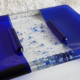 Fused Glass Soap Dish in Dark Cobalt & Royal Blue - thumbnail 3