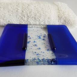 Fused Glass Soap Dish in Dark Cobalt & Royal Blue - thumbnail 2