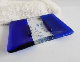 Fused Glass Soap Dish in Dark Cobalt & Royal Blue