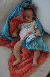 "Turquoise Dragon Brocade Baby Blanket, ""Edible Elton" - thumbnail 1