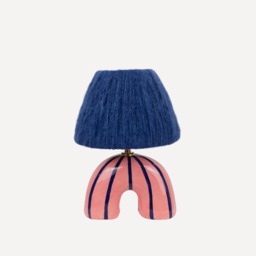 Handmade Ceramic Table Lamp Blue & Pink Striped Artisan Lighting